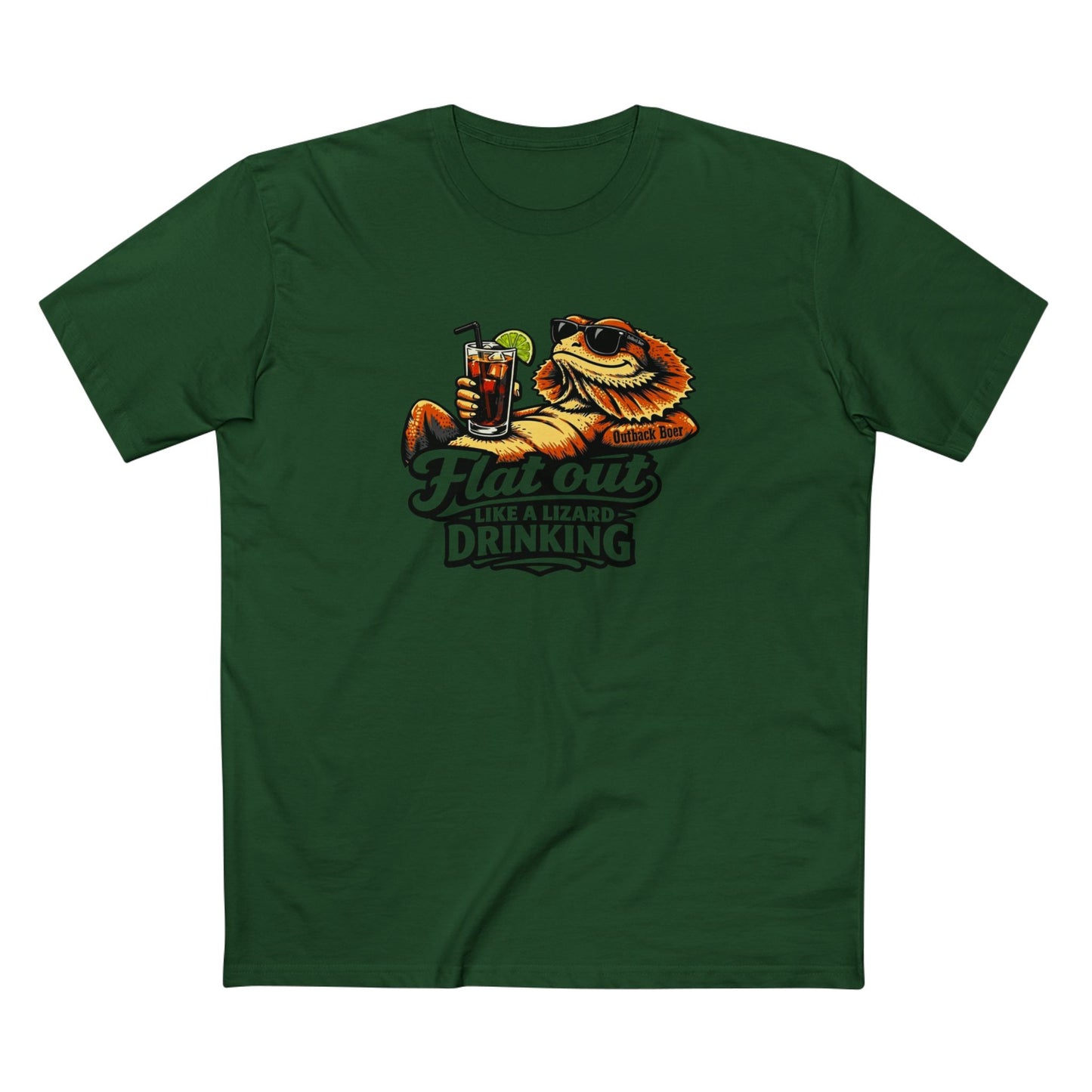 Flat Out Like a Lizard Drinking T-Shirt — Funny Reptile Tshirt White