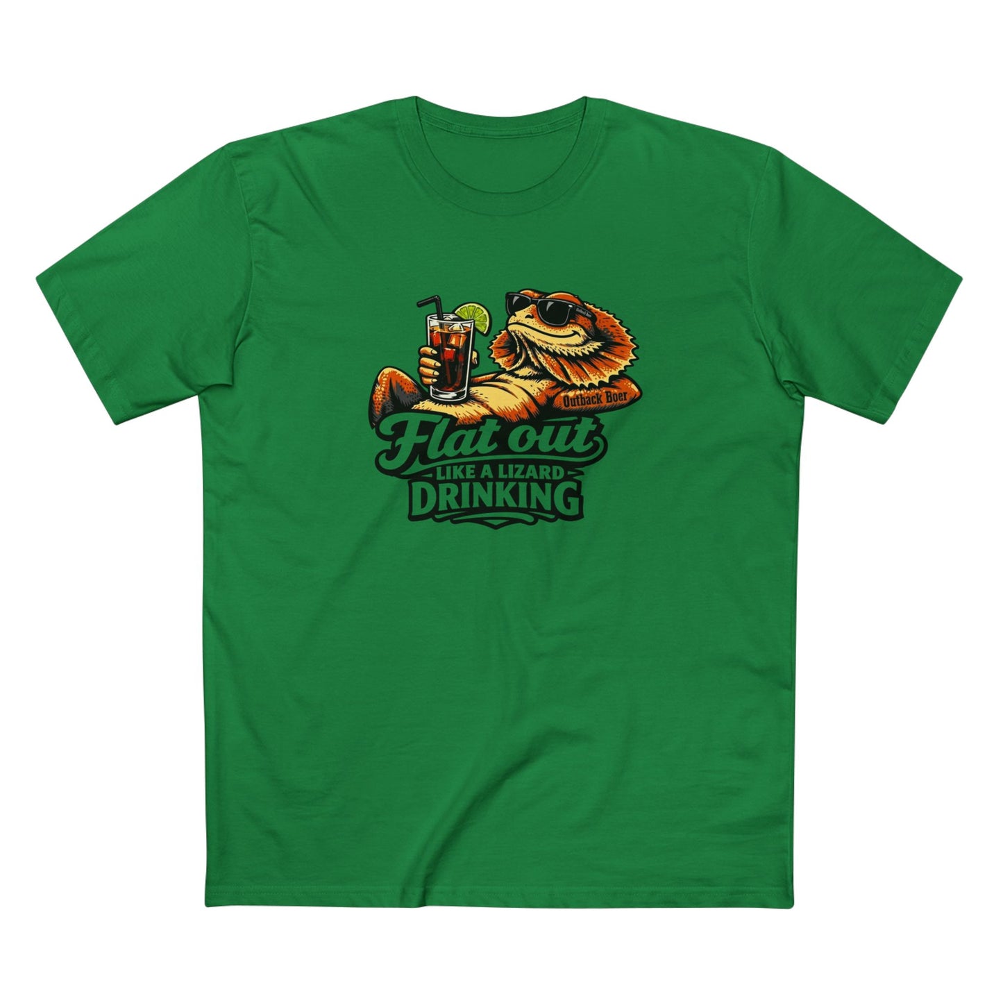 Flat Out Like a Lizard Drinking T-Shirt — Funny Reptile Tshirt White