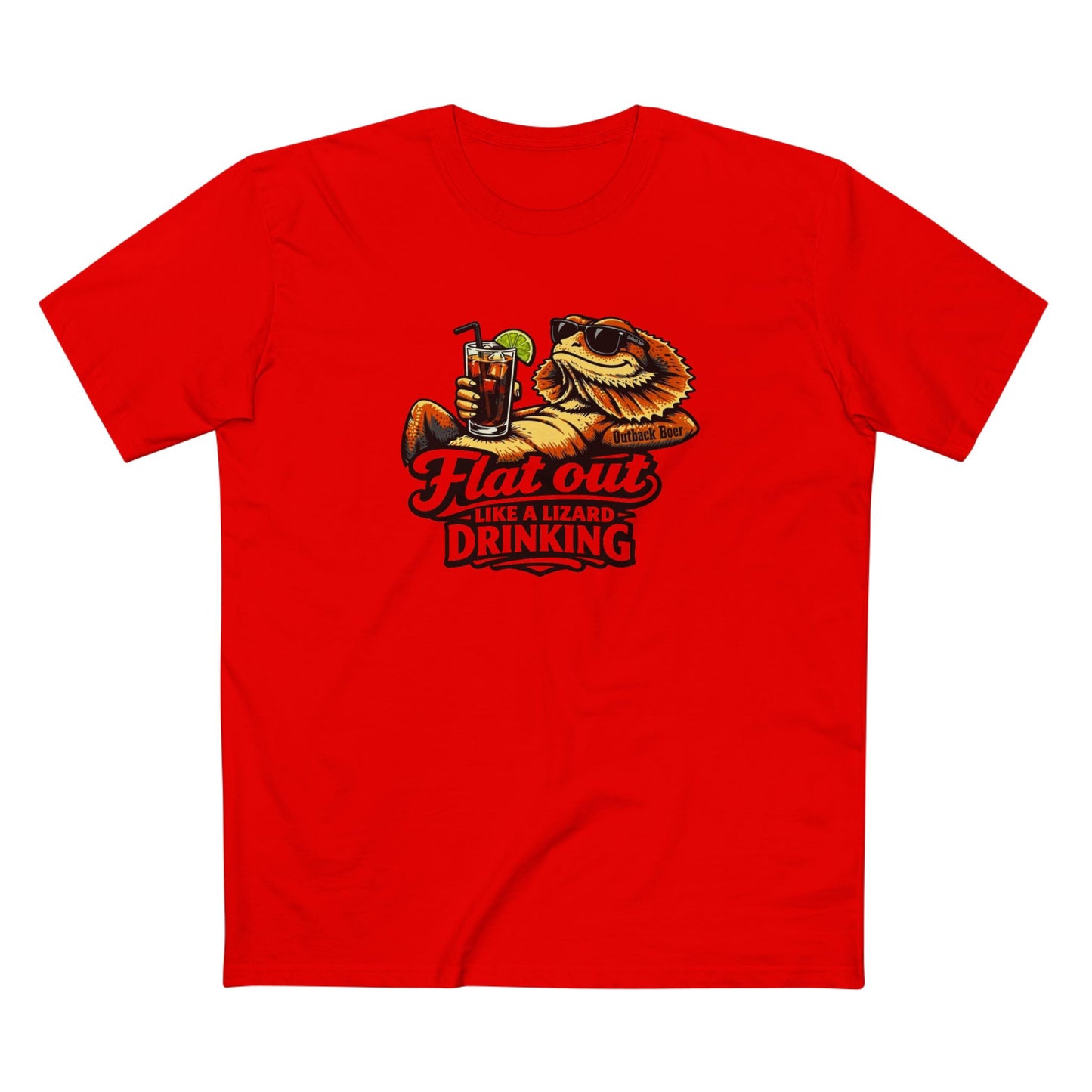 Flat Out Like a Lizard Drinking T-Shirt — Funny Reptile Tshirt White