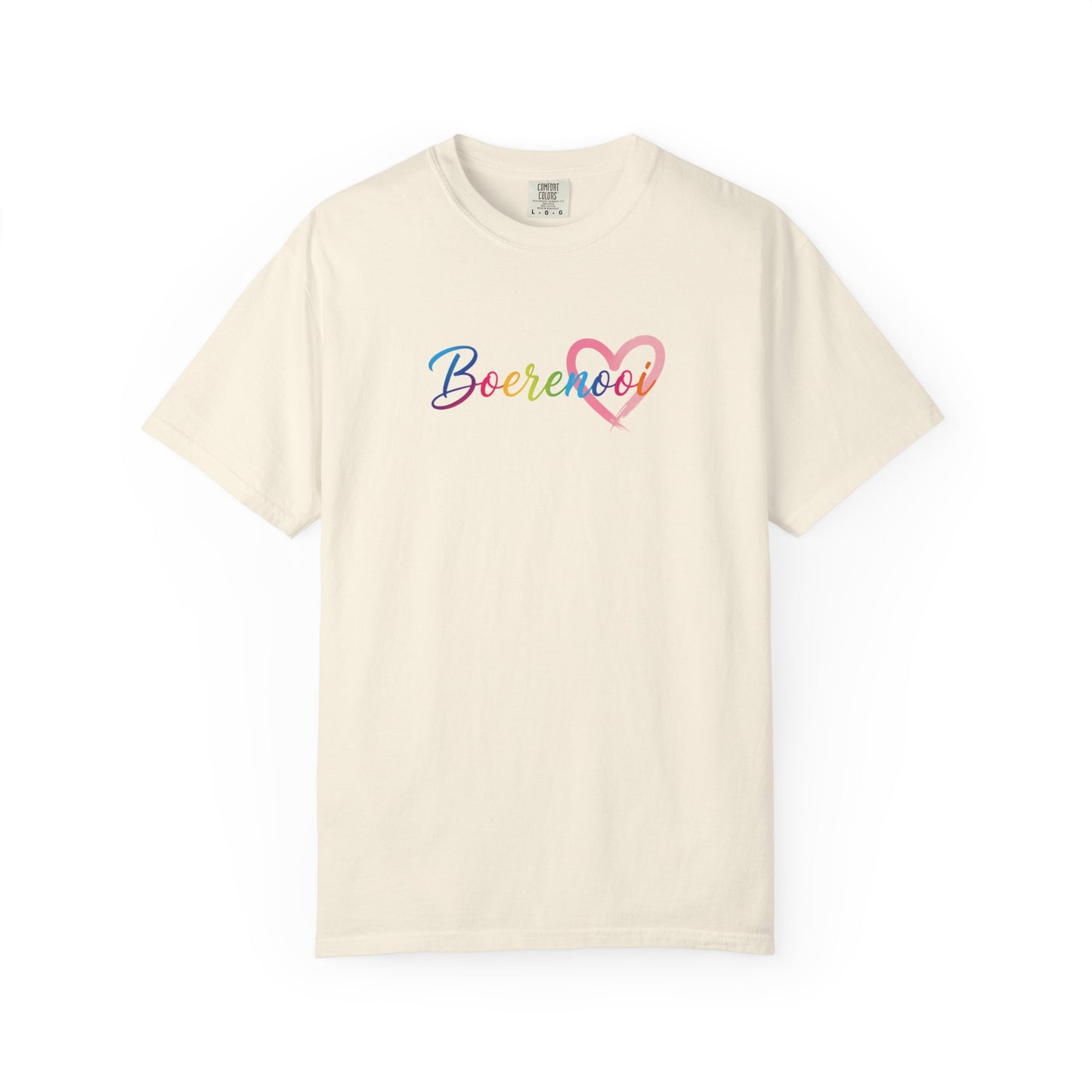 Boerenooi Rainbow Script T-Shirt with Heart Graphic