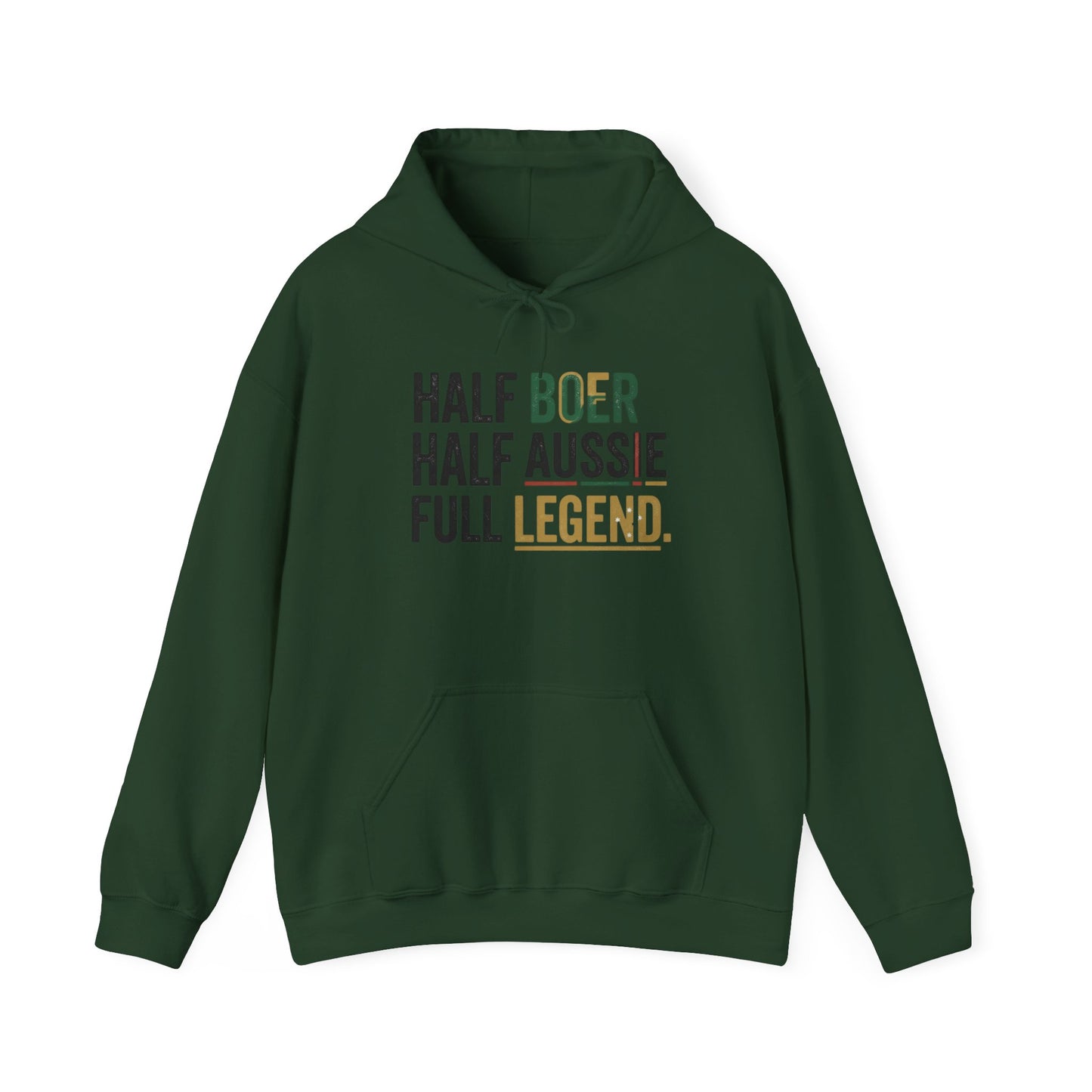 Hoodie - "Half Boer Half Aussie Full Legend" Heritage Hoodie Black Writing