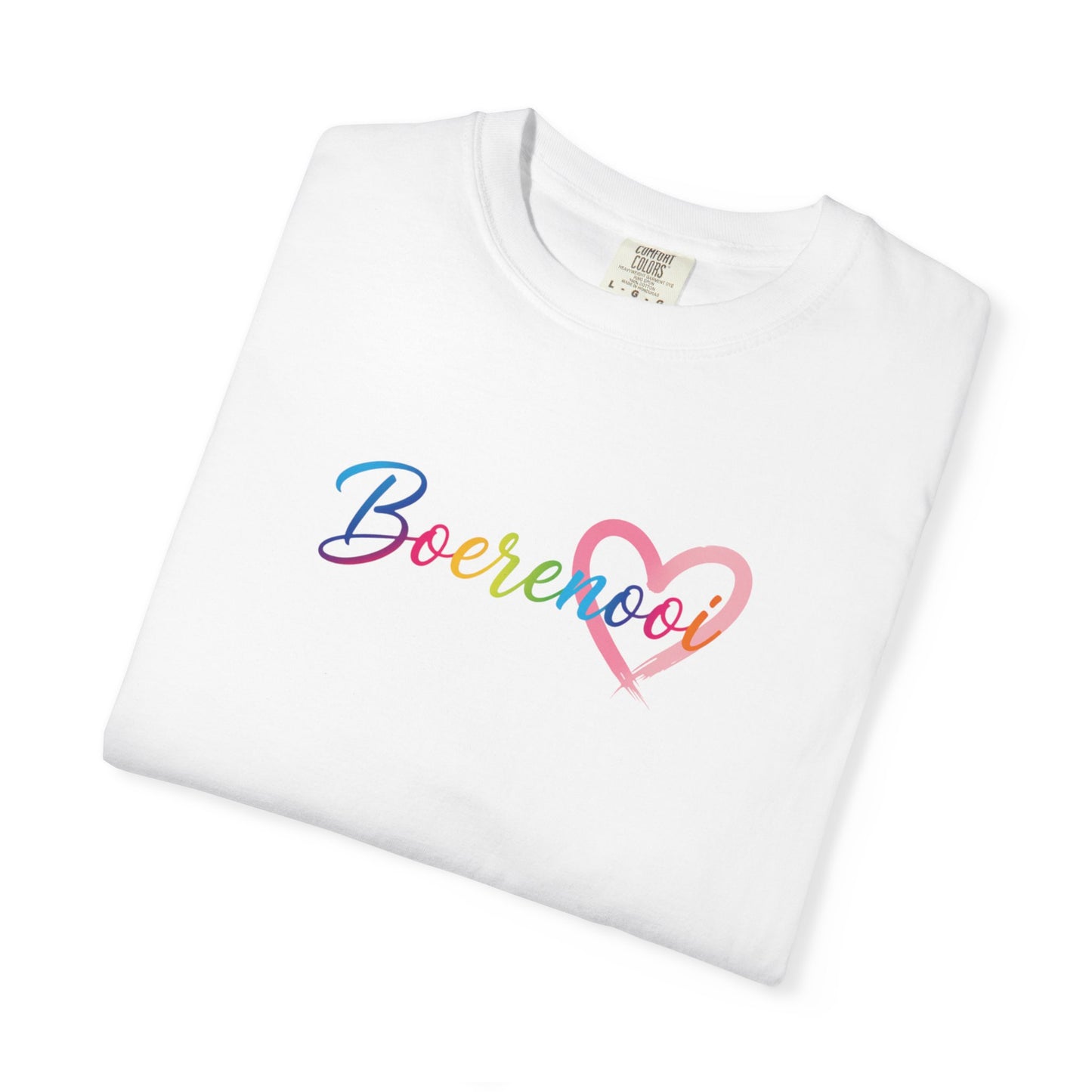 Boerenooi Rainbow Script T-Shirt with Heart Graphic