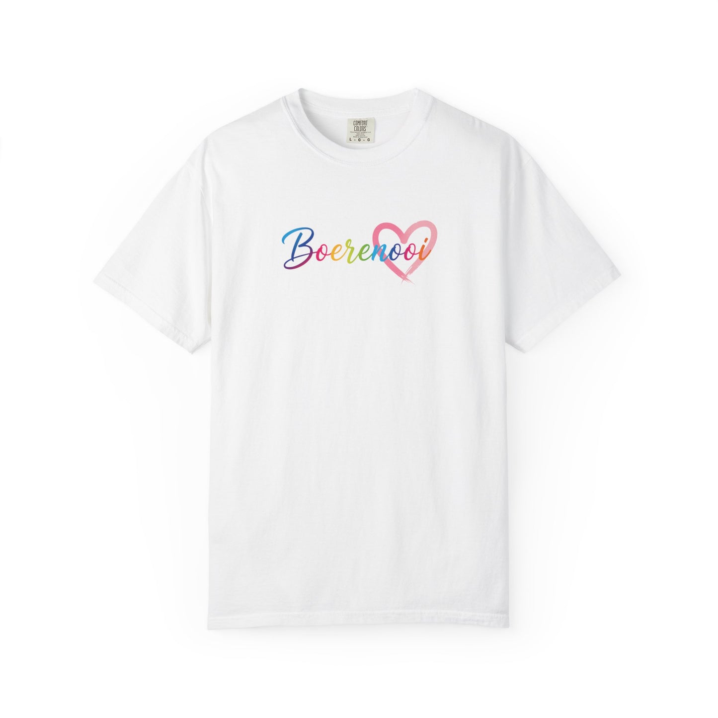 Boerenooi Rainbow Script T-Shirt with Heart Graphic