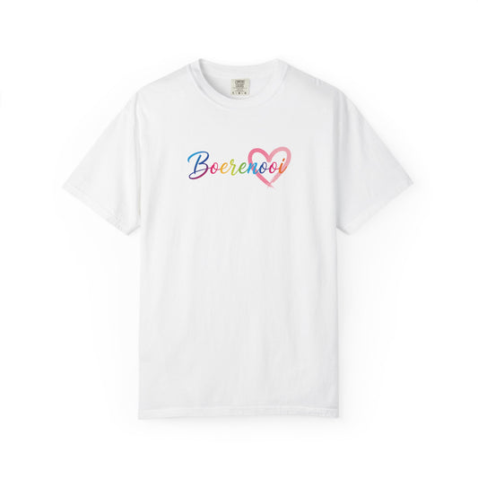 Boerenooi Rainbow Script T-Shirt with Heart Graphic