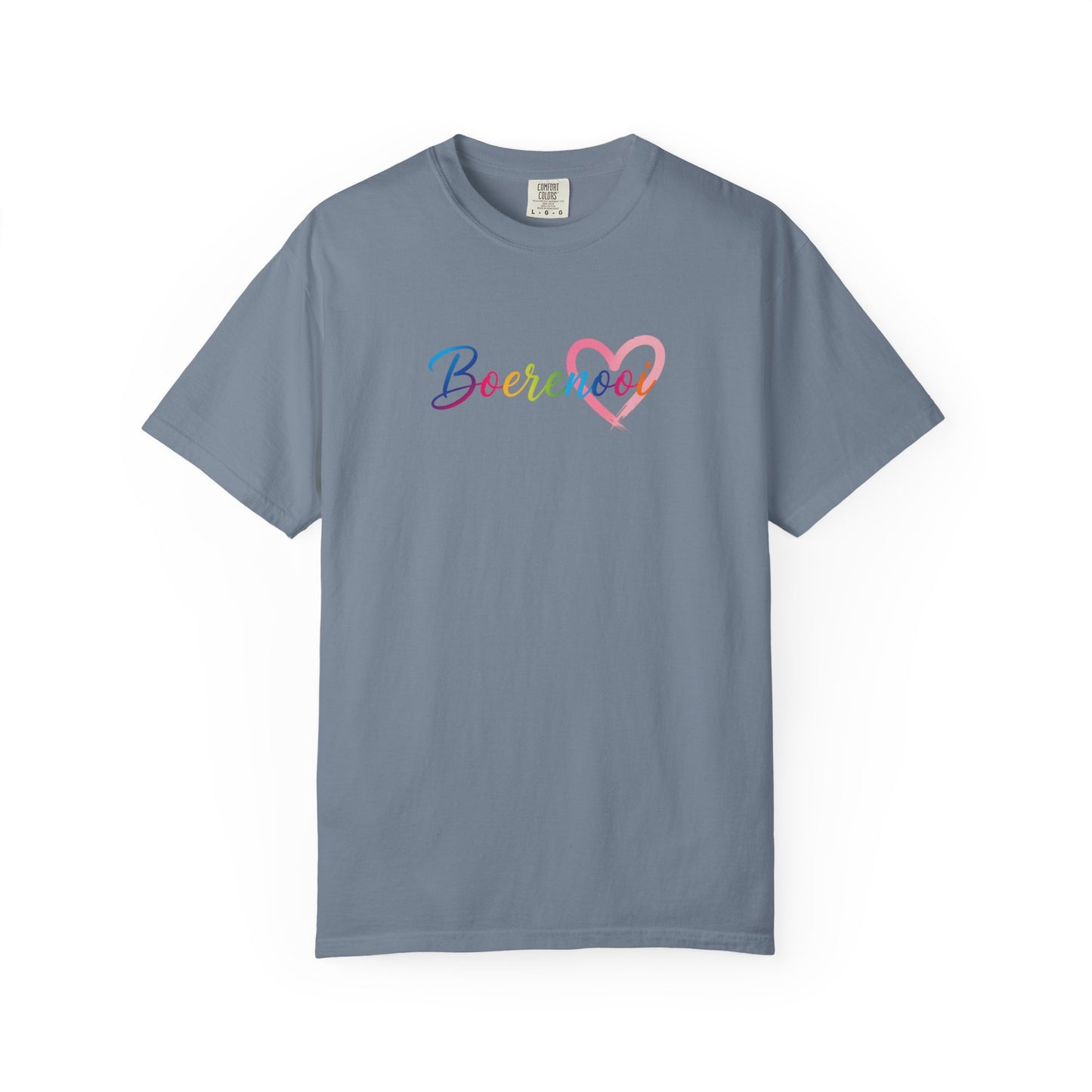 Boerenooi Rainbow Script T-Shirt with Heart Graphic