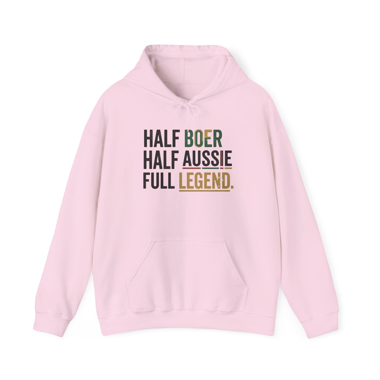 Hoodie - "Half Boer Half Aussie Full Legend" Heritage Hoodie Black Writing