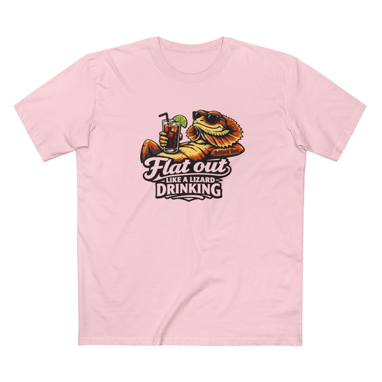 Flat Out Like a Lizard Drinking T-Shirt — Funny Reptile Tshirt White