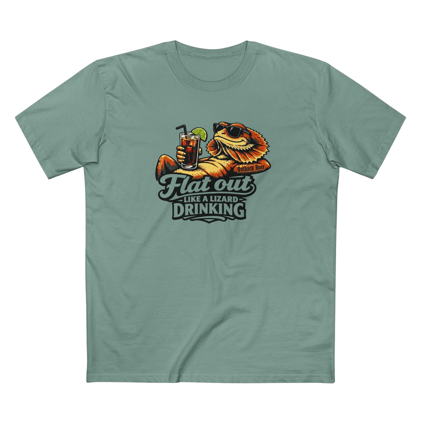 Flat Out Like a Lizard Drinking T-Shirt — Funny Reptile Tshirt White