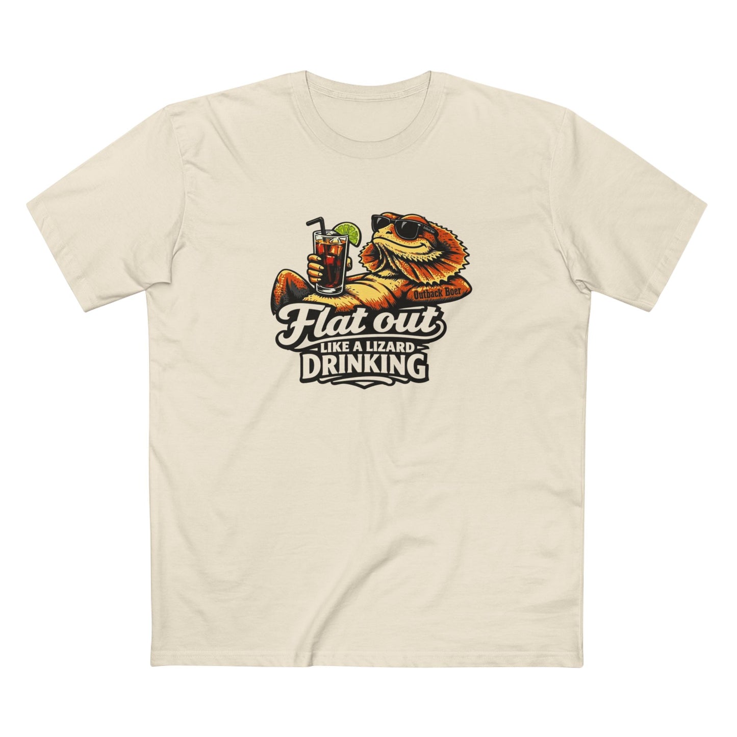 Flat Out Like a Lizard Drinking T-Shirt — Funny Reptile Tshirt White