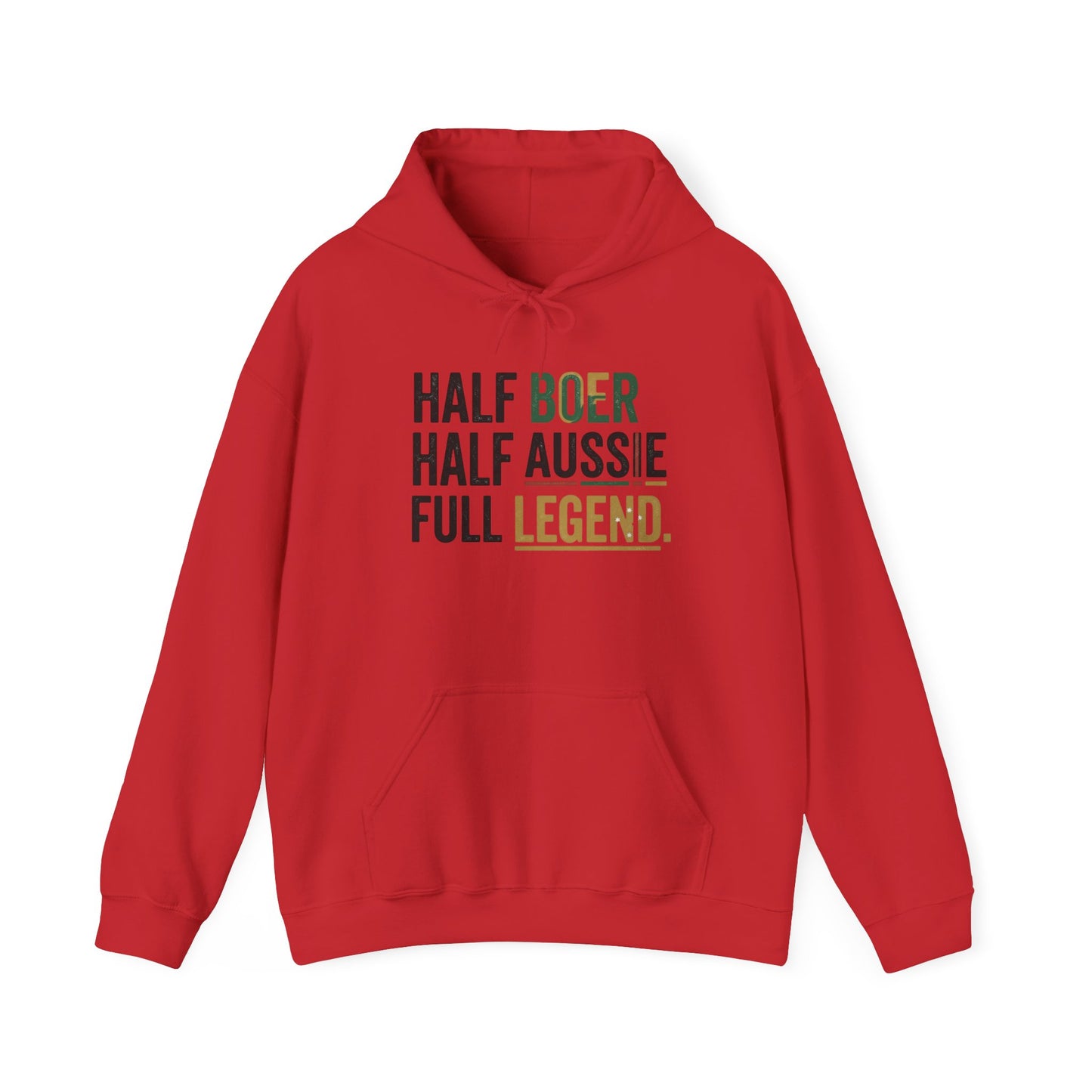 Hoodie - "Half Boer Half Aussie Full Legend" Heritage Hoodie Black Writing
