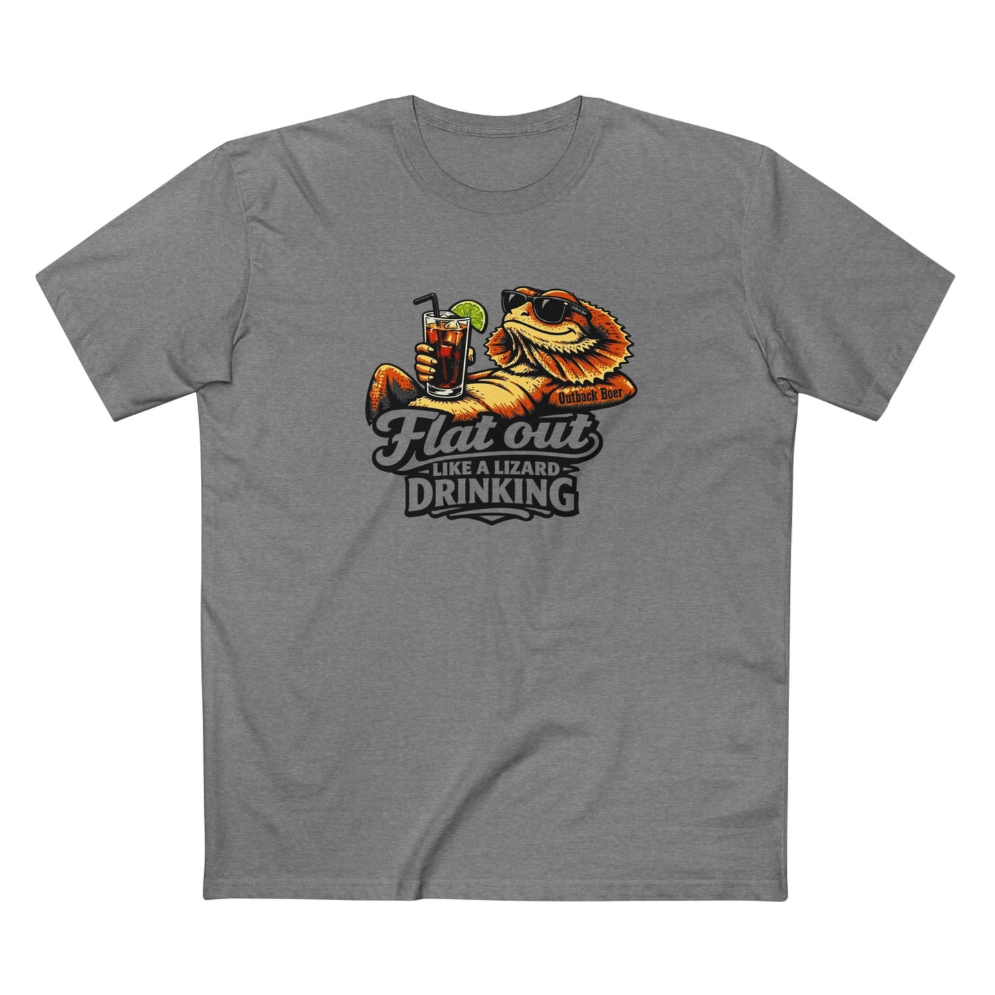 Flat Out Like a Lizard Drinking T-Shirt — Funny Reptile Tshirt White