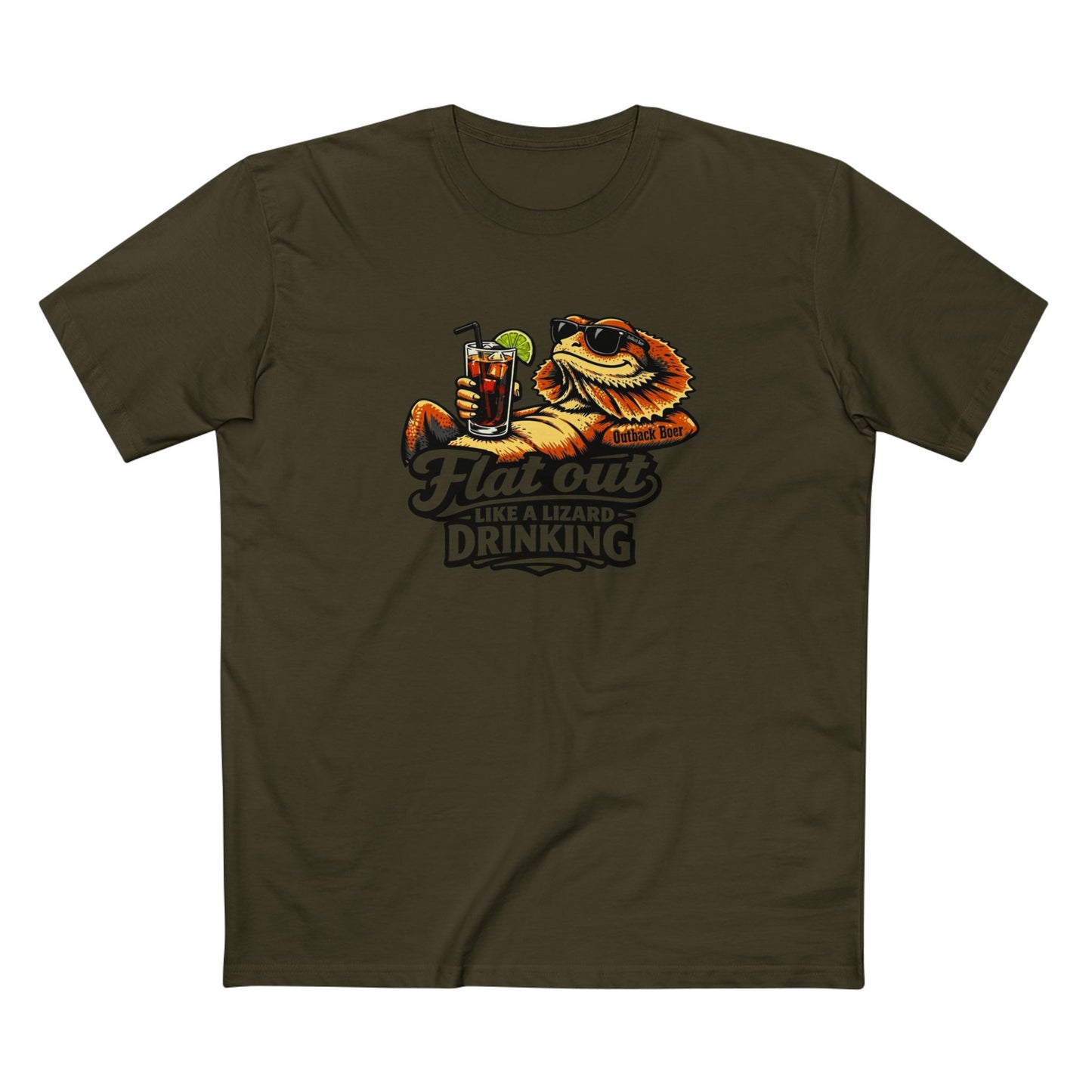 Flat Out Like a Lizard Drinking T-Shirt — Funny Reptile Tshirt White